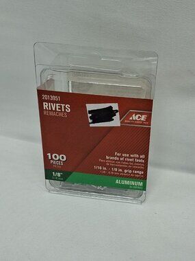 ACE 1/8" Aluminum Rivets 100 Pieces   (2013951) , 1/16" - 1/8" Range